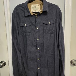 NWT Dark Blue Button-Up Shirt (Runs Small)